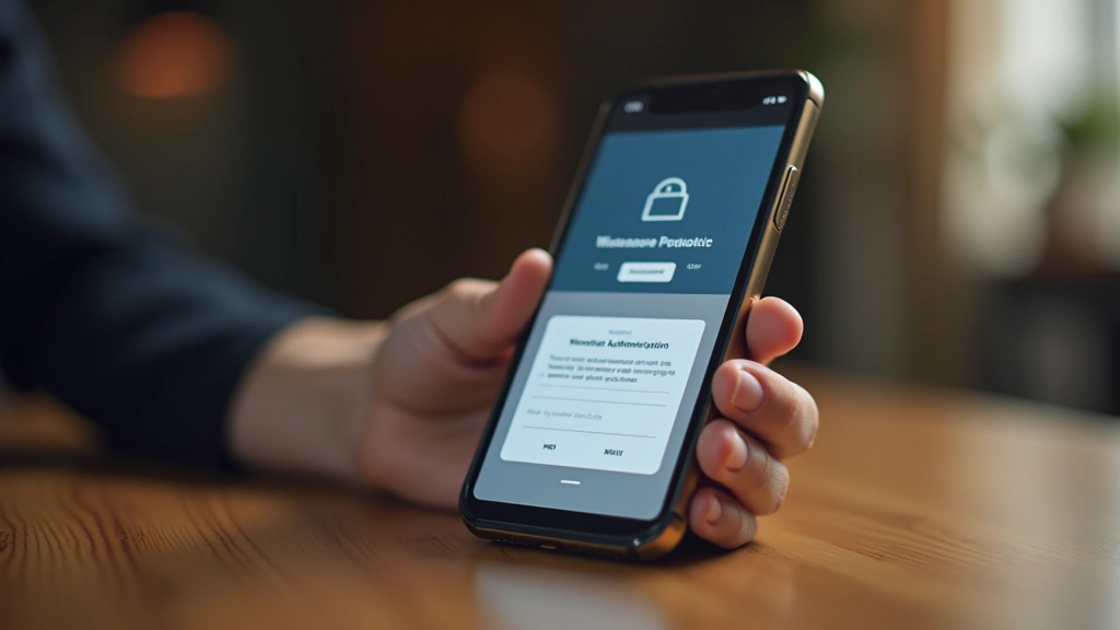Mobiliasis telefonas rodo saugos pranešimą ir autentifikavimo kodą